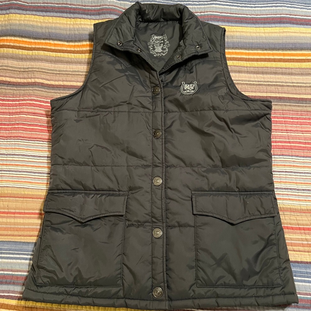 Twenty X Puffer Vest Womens XL Black Horseshoe Logo Snap Front Pockets